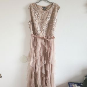 Candalite Dark Beige Lace Ruffled Dress